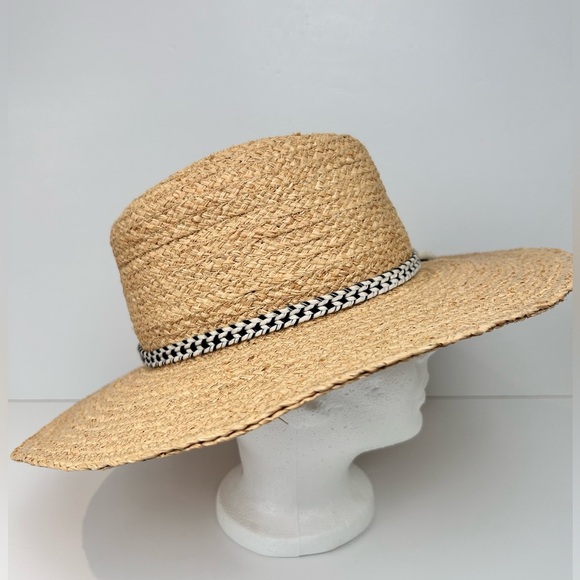 Kittenish straw hat, M/L, braided fabric cord, Vacation Beach Pool Garden NEW - Picture 5 of 8